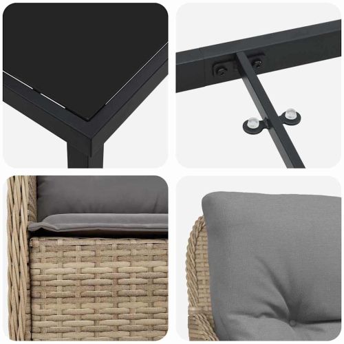 Комплект за хранене в градината 3 pcs Бежово полиратан