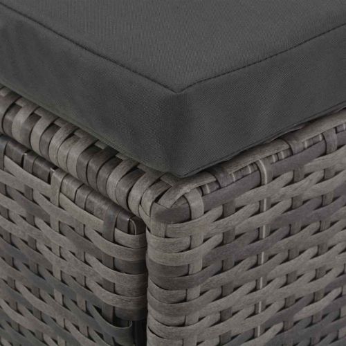 Градински комплект с възглавници, 4 части, сив полиратан