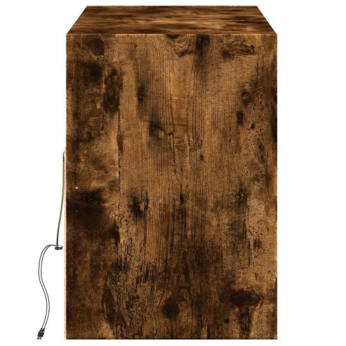 Стенен ТВ шкаф с LED осветление, опушен дъб, 130x31x45 см