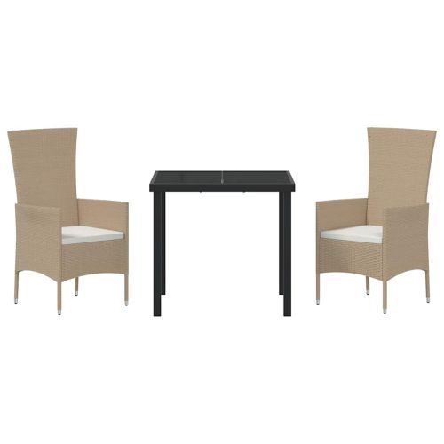 Комплект за хранене в градината 3 pcs Бежово полиратан