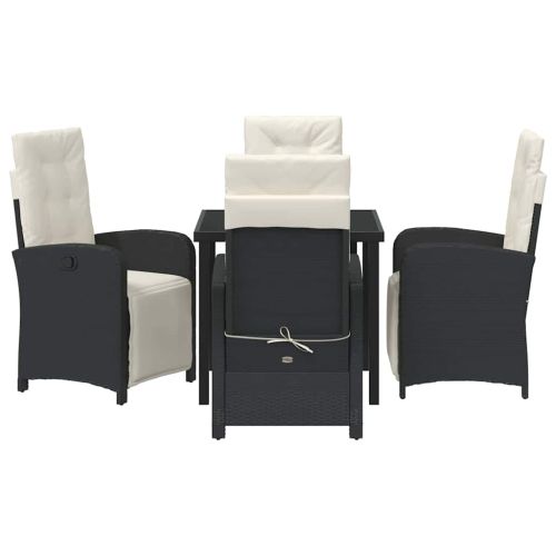 Комплект за хранене в градината 5 pcs Черно полиратан