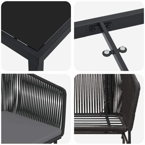 Комплект за хранене в градината с възглавница 3 pcs Черно