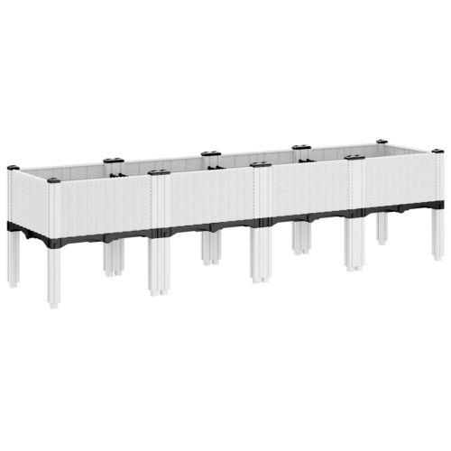 Градинска кашпа с крака, бяла, 160x40x42 см, PP