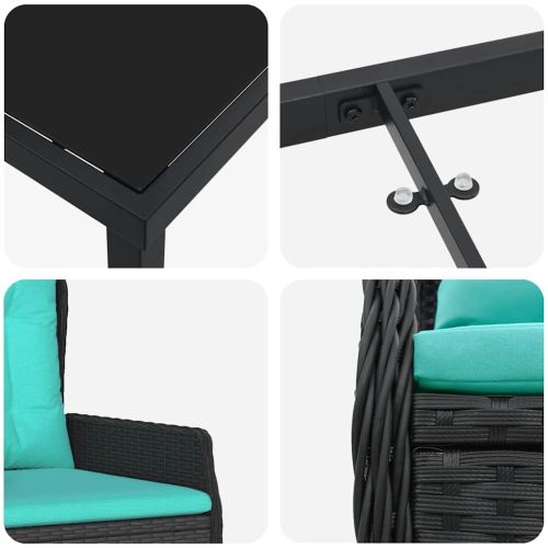 Комплект за хранене в градината 5 pcs Черно Полиратан