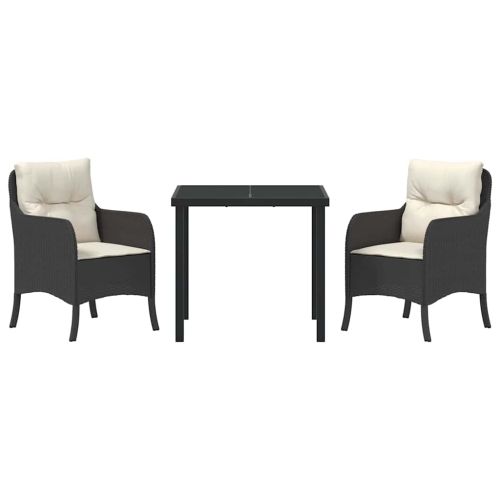 Комплект за хранене в градината 3 pcs Черно полиратан