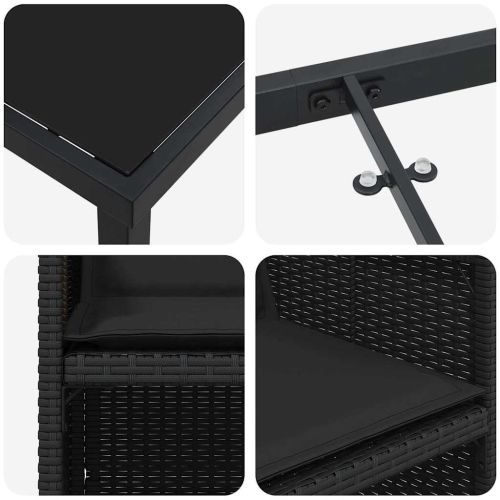 Комплект за хранене в градината 5 pcs Черно полиратан