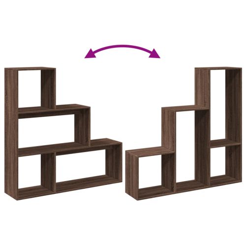 Разделител за стая / библиотека 3 нива кафяв дъб 123x29x123 см