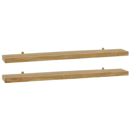 Стенни рафтове 2 бр 110x15x4 см тиково дърво масив