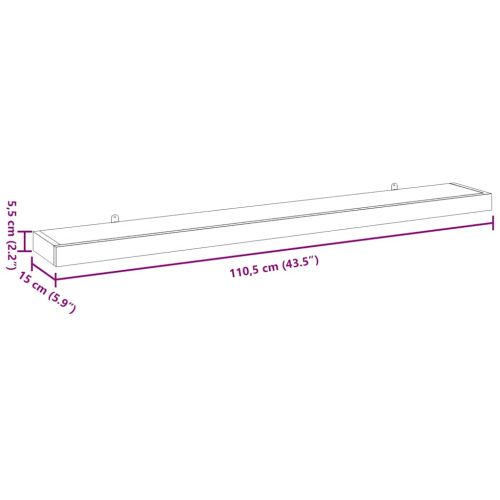 Стенни рафтове 2 бр 110x15x4 см тиково дърво масив