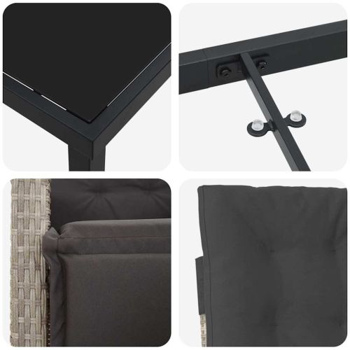 Комплект за хранене в градината 5 pcs Светлосиво полиратан