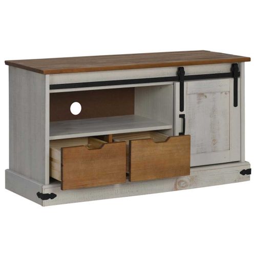 ТВ шкаф HALDEN с плъзгаща се врата Бял 110x40x60 cm