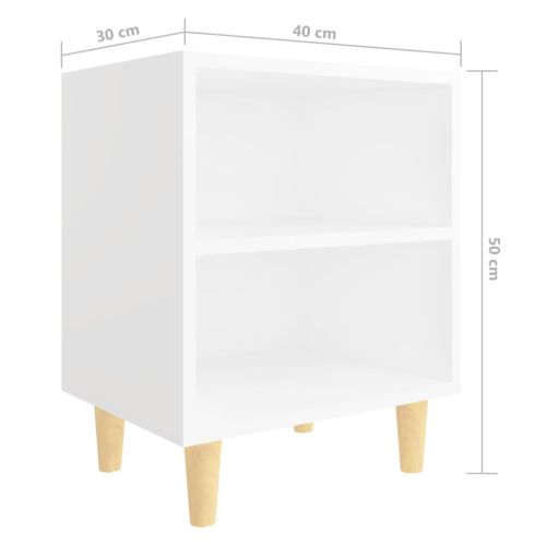 Нощни шкафчета с крака от дървен масив 2 бр бели 40x30x50 см