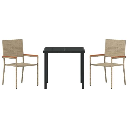 Комплект за хранене в градината 3 pcs Бежово полиратан