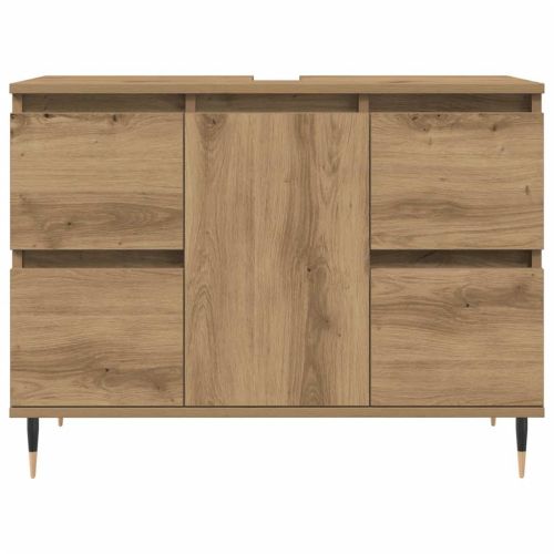 Шкаф за баня, дъб артизан, 80x33x60 см, инженерно дърво