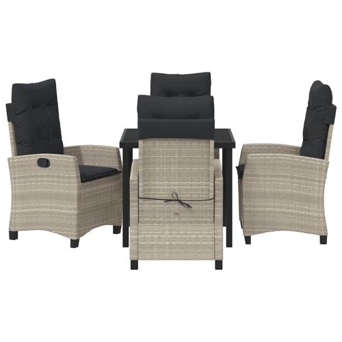 Комплект за хранене в градината 5 pcs Светлосиво полиратан