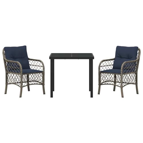 Комплект за хранене в градината 3 pcs Сив и черен Ратан