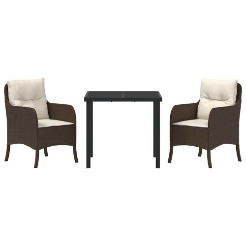 Комплект за хранене в градината 3 pcs Кафяво полиратан