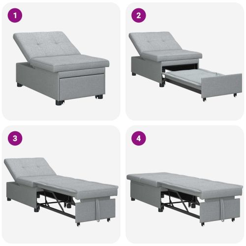 Разтегателен диван с матрак Светлосиво 194 x 50 x 82 см текстил