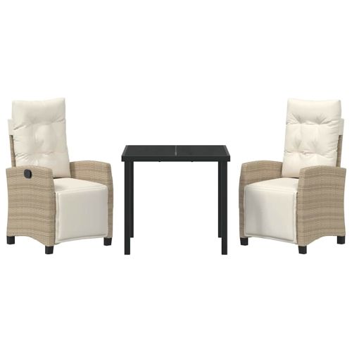 Комплект за хранене в градината 3 pcs Бежово полиратан