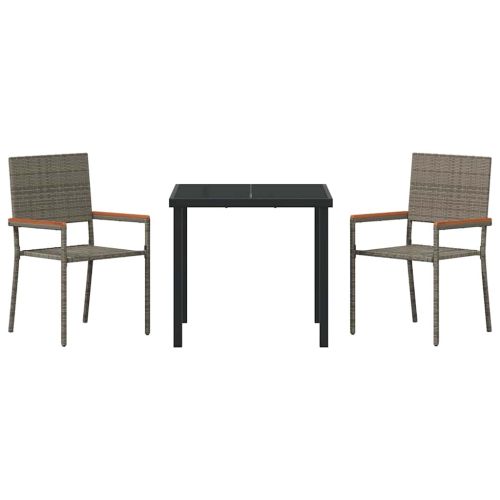 Комплект за хранене в градината 3 pcs Сив полиратан