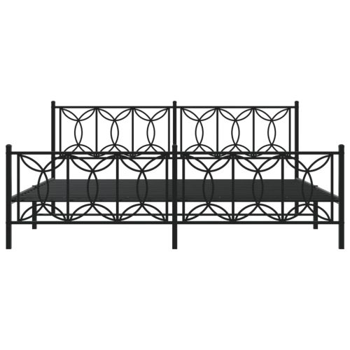 Метална рамка за легло с горна и долна табла, черна, 193x203 см