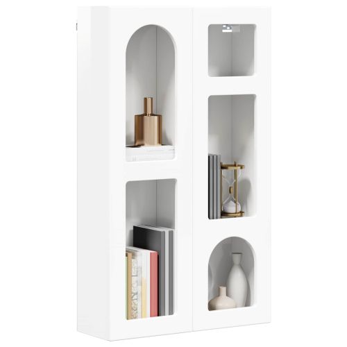 Висящ шкаф с рафт Лъскаво бяло 59 x 20 x 100 см Инженерно дърво