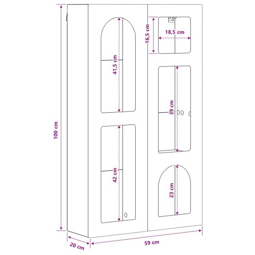 Висящ шкаф с рафт Лъскаво бяло 59 x 20 x 100 см Инженерно дърво