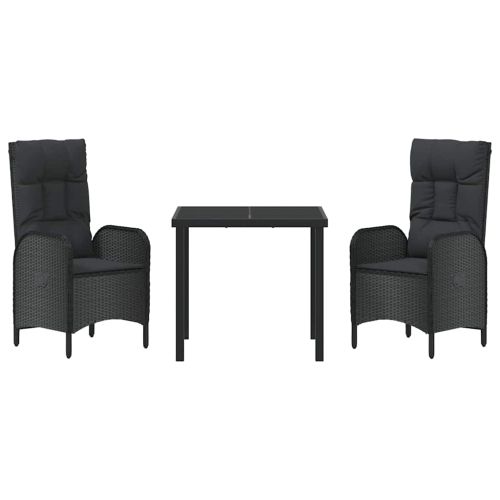 Комплект за хранене в градината 3 pcs Черно полиратан