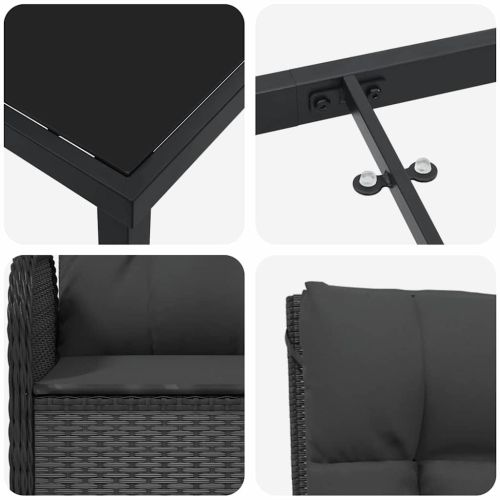 Комплект за хранене в градината 3 pcs Черно полиратан