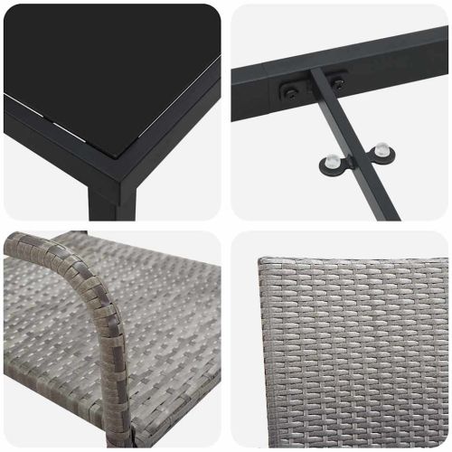 Комплект за хранене в градината 3 pcs Сив полиратан