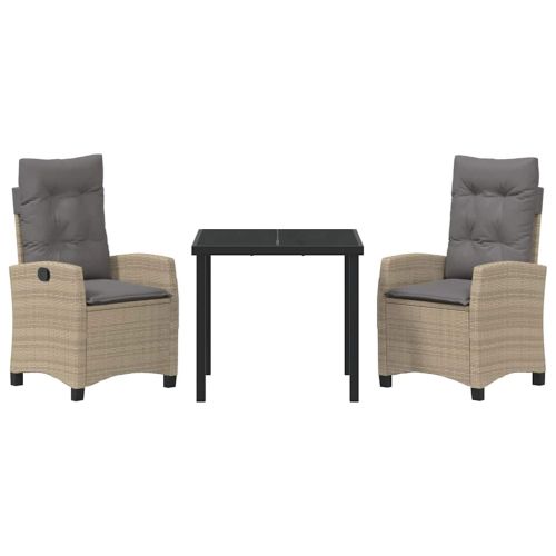 Комплект за хранене в градината 3 pcs Бежово полиратан