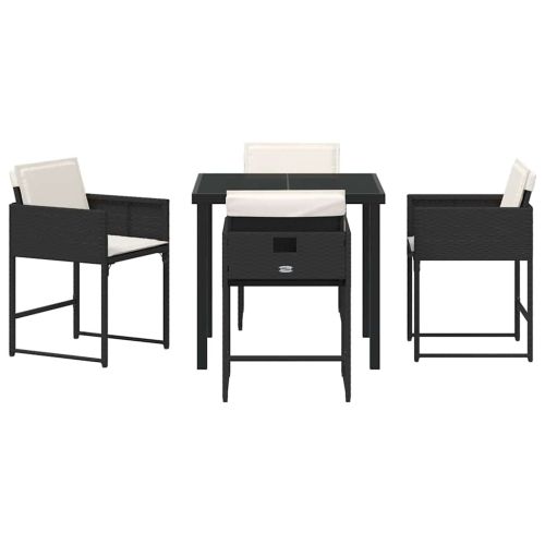 Комплект за хранене в градината 5 pcs Черно полиратан