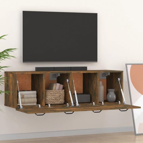 Стенни шкафове 2 бр Опушен дъб 80x35x36,5 см инженерно дърво