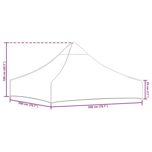 Покривало за парти шатра, 2x2 м, бордо, 270 г/м²