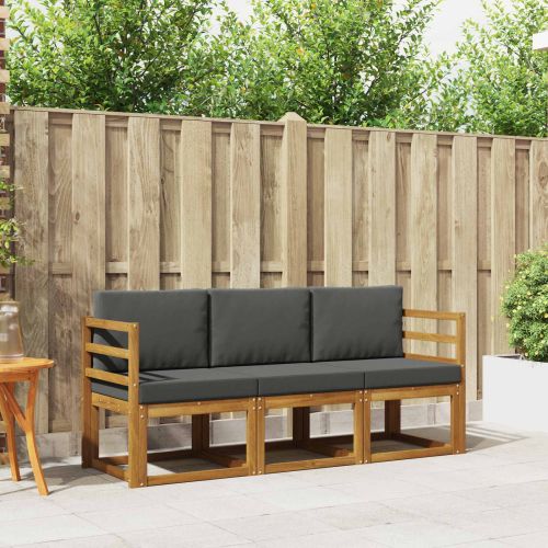 Комплект дивани за открито 3 pcs Натурален и Антрацит