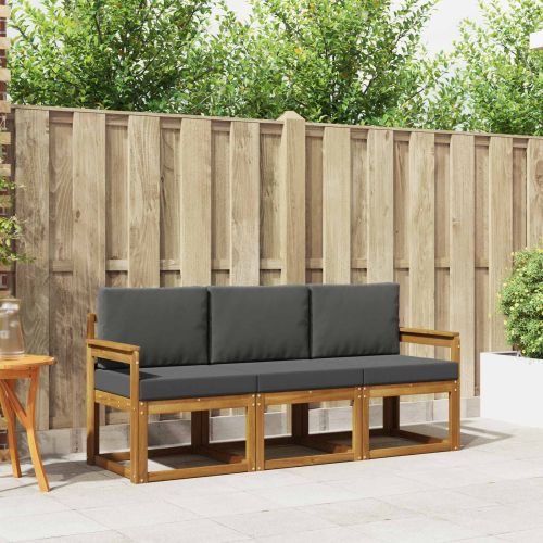 Комплект дивани за открито 3 pcs Натурален и Антрацит