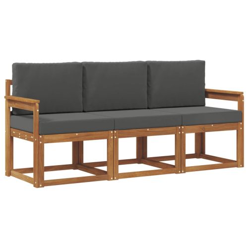 Комплект дивани за открито 3 pcs Натурален и Антрацит