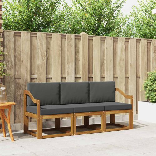 Комплект дивани за открито 3 pcs Натурален и Антрацит