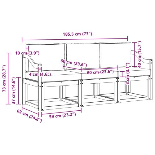 Комплект дивани за открито 3 pcs Натурален и Антрацит