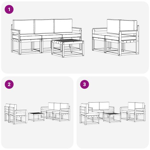 Комплект дивани за открито с възглавница Натурален и Антрацит