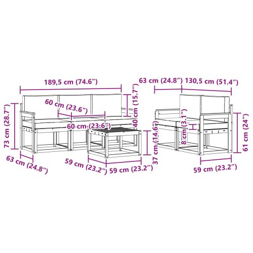 Комплект дивани за открито с възглавница Натурален и Антрацит