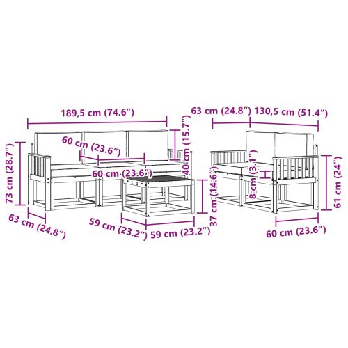 Комплект дивани за открито с възглавница Натурален и Антрацит