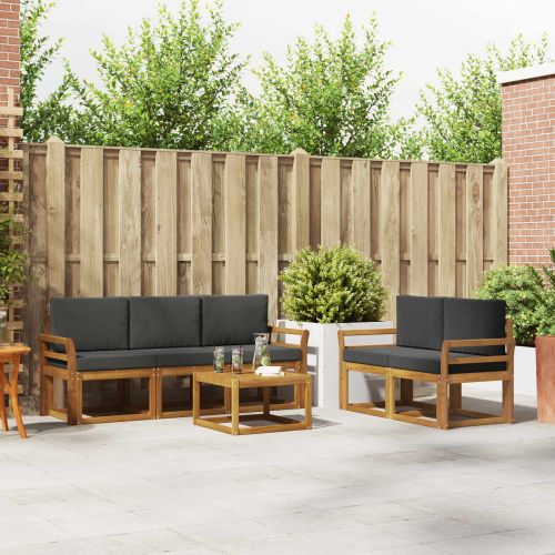 Комплект дивани за открито с възглавница Натурален и Антрацит