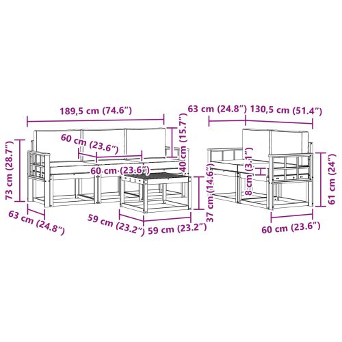 Комплект дивани за открито с възглавница Натурален и Антрацит