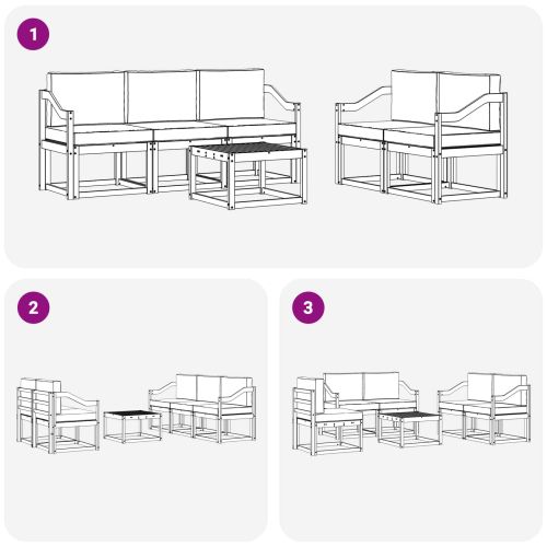 Комплект дивани за открито с възглавница Натурален и Антрацит