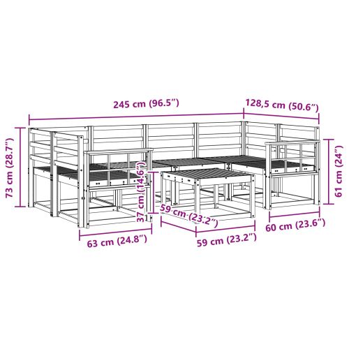 Комплект дивани за открито 7 pcs Естествен