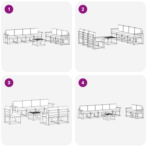 Комплект дивани за открито 8 pcs Натурален и Антрацит