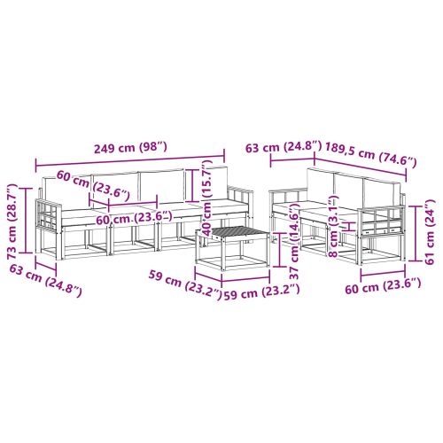 Комплект дивани за открито 8 pcs Натурален и Антрацит