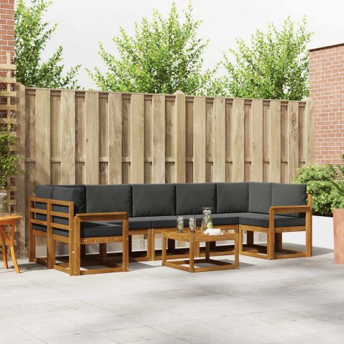 Комплект дивани за открито 8 pcs Натурален и Антрацит