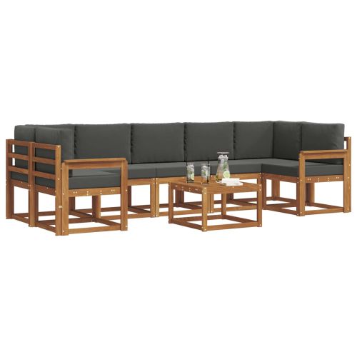 Комплект дивани за открито 8 pcs Натурален и Антрацит